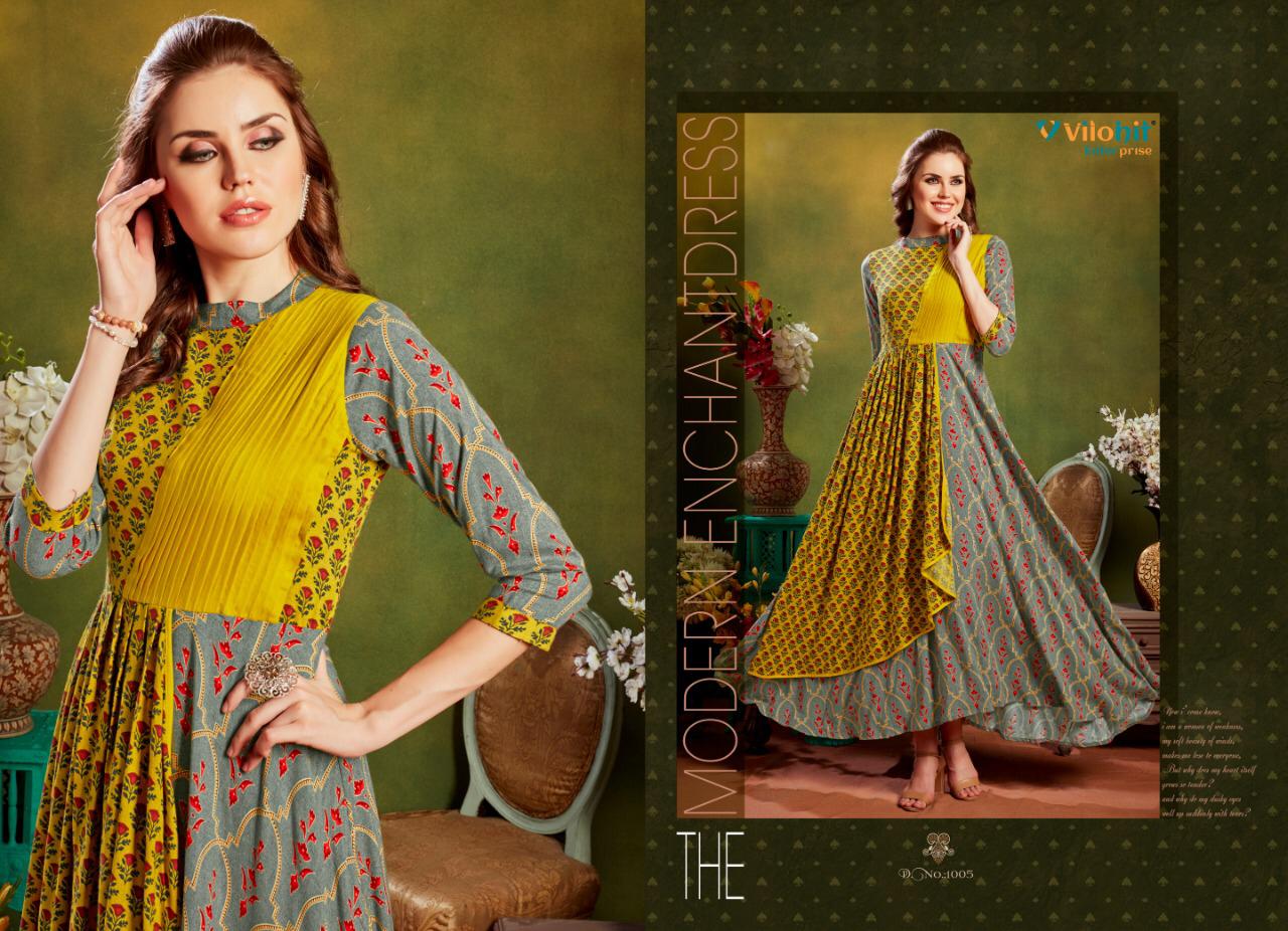 Ankita Vol-1 By Vilohit Enterprise 001 To 1006 Series Indian Traditional Wear Collection Beautiful Stylish Fancy Colorful Party Wear & Occasional Wear Heavy Rayon Printed Kurtis At Wholesale Price