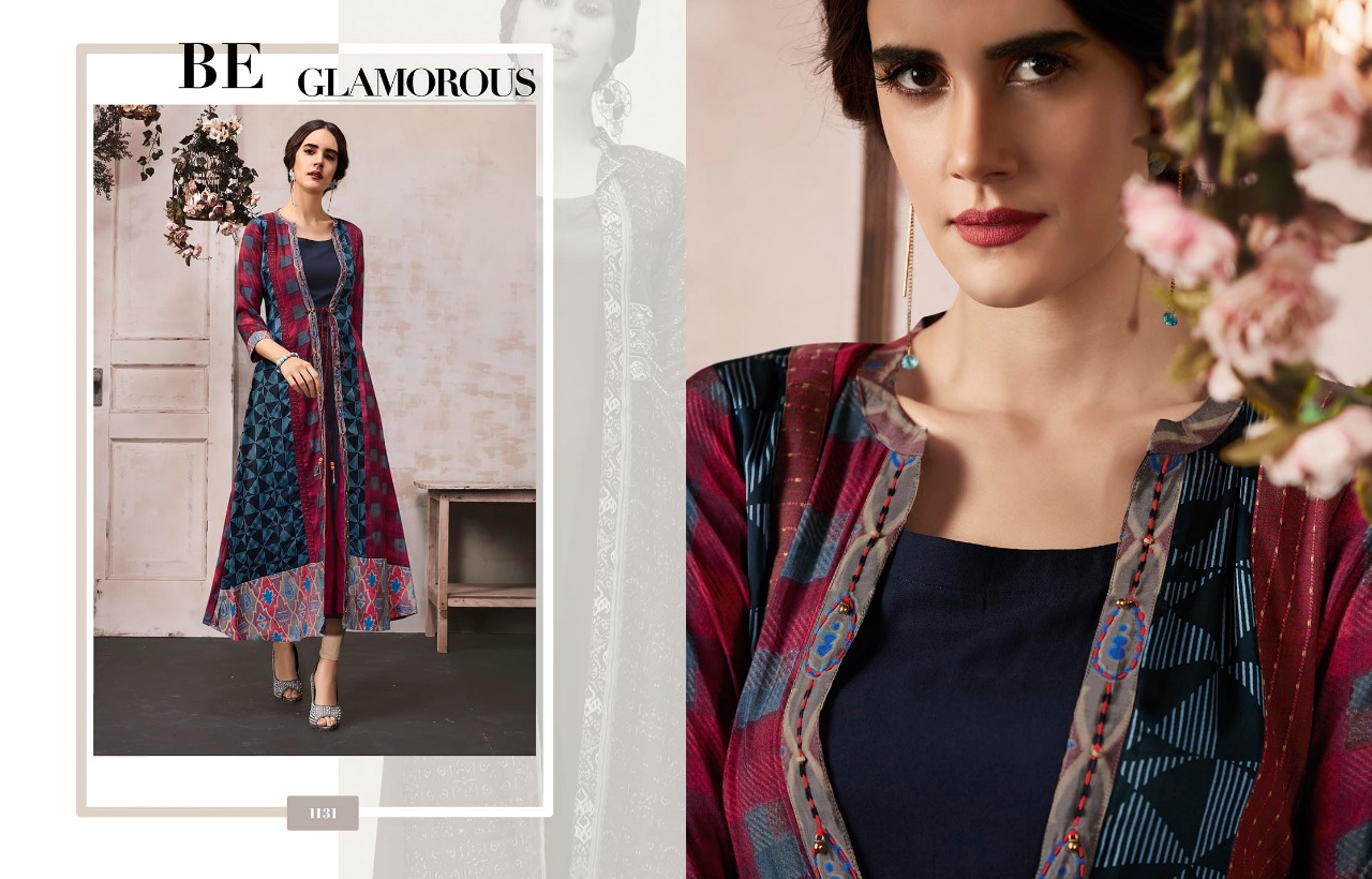 Anokhi By Kajree Fashion 1131 To 1137 Series Beautiful Stylish Colorful Fancy Party Wear & Ethnic Wear & Ready To Wear Silk Rayon Print With Embroidery Kurtis At Wholesale Price