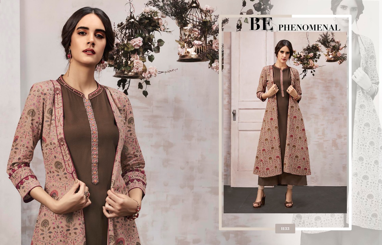 Anokhi By Kajree Fashion 1131 To 1137 Series Beautiful Stylish Colorful Fancy Party Wear & Ethnic Wear & Ready To Wear Silk Rayon Print With Embroidery Kurtis At Wholesale Price