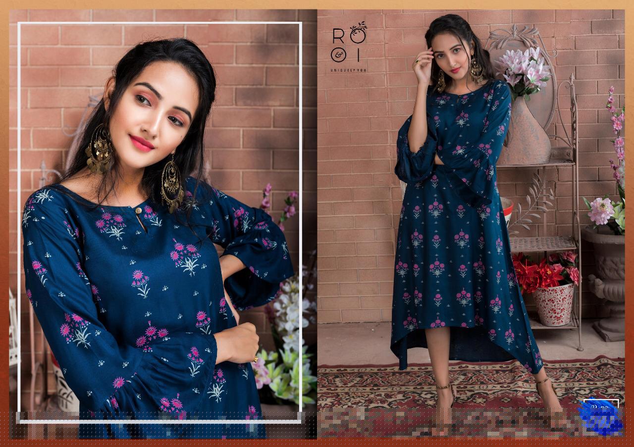 Anoukhi By Rooi 001 To 008 Series Beautiful Stylish Colorful Fancy Party Wear & Ethnic Wear & Ready To Wear Heavy Rayon Printed Kurtis At Wholesale Price