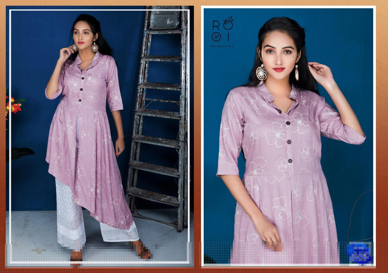 Anoukhi By Rooi 001 To 008 Series Beautiful Stylish Colorful Fancy Party Wear & Ethnic Wear & Ready To Wear Heavy Rayon Printed Kurtis At Wholesale Price