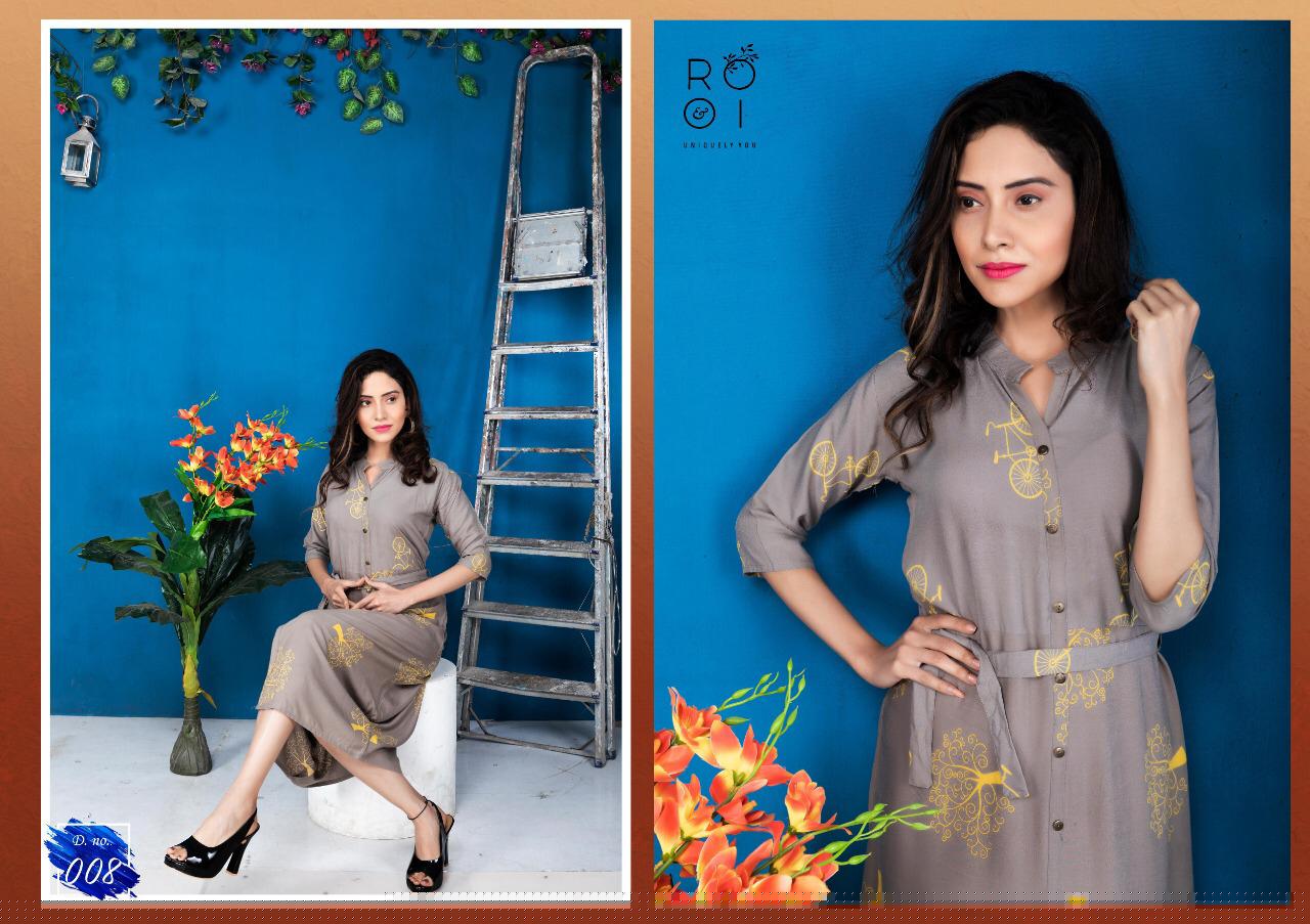 Anoukhi By Rooi 001 To 008 Series Beautiful Stylish Colorful Fancy Party Wear & Ethnic Wear & Ready To Wear Heavy Rayon Printed Kurtis At Wholesale Price