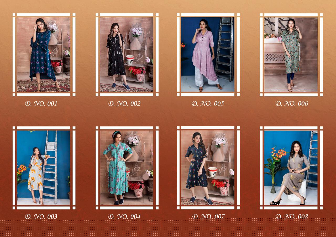 Anoukhi By Rooi 001 To 008 Series Beautiful Stylish Colorful Fancy Party Wear & Ethnic Wear & Ready To Wear Heavy Rayon Printed Kurtis At Wholesale Price