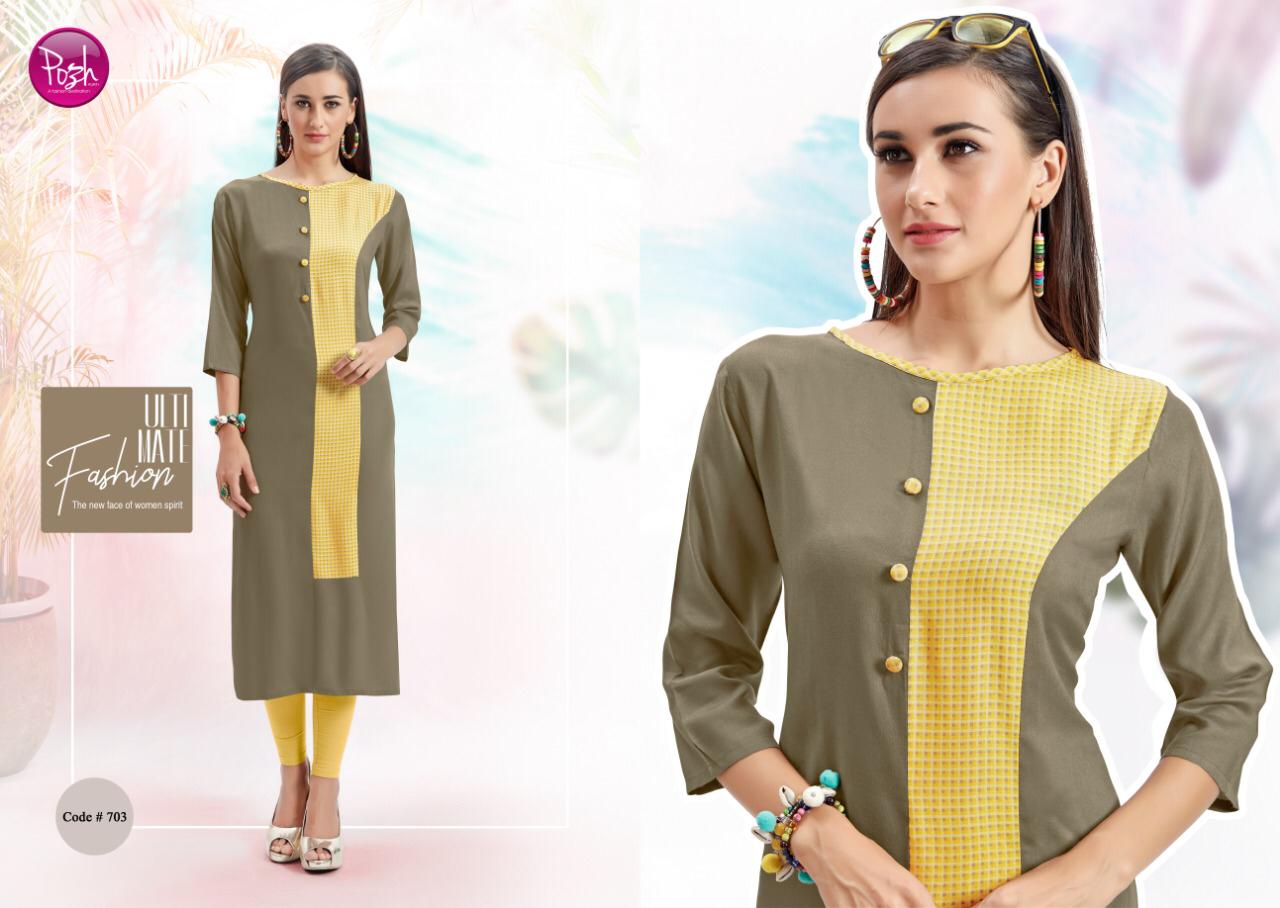 Anshika Vol-2 By Posh 701 To 708 Series Beautiful Stylish Fancy Colorful Casual Wear & Ready To Wear & Ethnic Wear Rayon Printed Kurtis At Wholesale Price