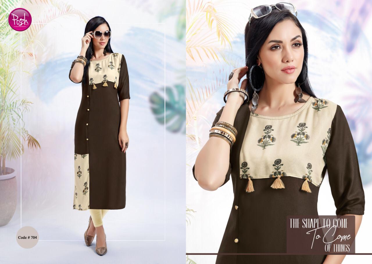Anshika Vol-2 By Posh 701 To 708 Series Beautiful Stylish Fancy Colorful Casual Wear & Ready To Wear & Ethnic Wear Rayon Printed Kurtis At Wholesale Price