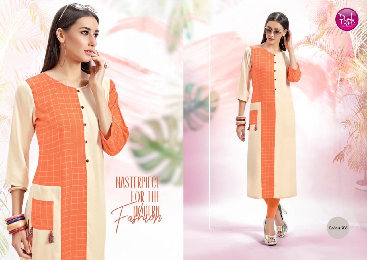Anshika Vol-2 By Posh 701 To 708 Series Beautiful Stylish Fancy Colorful Casual Wear & Ready To Wear & Ethnic Wear Rayon Printed Kurtis At Wholesale Price