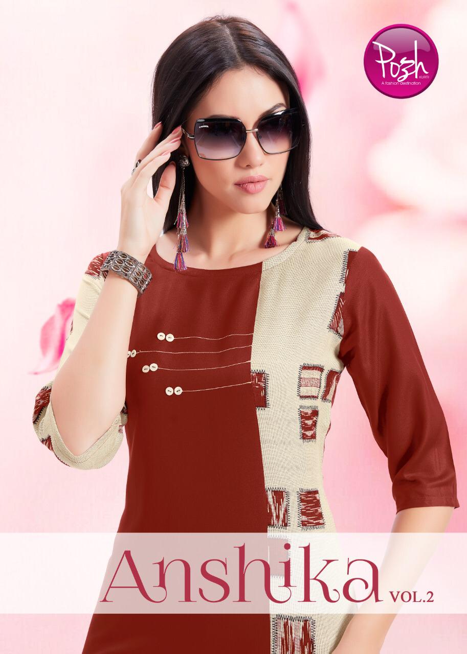 Anshika Vol-2 By Posh 701 To 708 Series Beautiful Stylish Fancy Colorful Casual Wear & Ready To Wear & Ethnic Wear Rayon Printed Kurtis At Wholesale Price