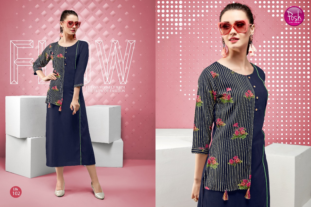Anshika By Posh 101 To 108 Series Beautiful Stylish Fancy Colorful Casual Wear & Ready To Wear & Ethnic Wear Rayon Printed Kurtis At Wholesale Price