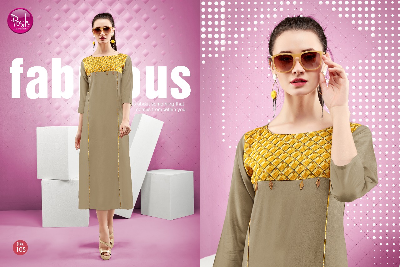 Anshika By Posh 101 To 108 Series Beautiful Stylish Fancy Colorful Casual Wear & Ready To Wear & Ethnic Wear Rayon Printed Kurtis At Wholesale Price