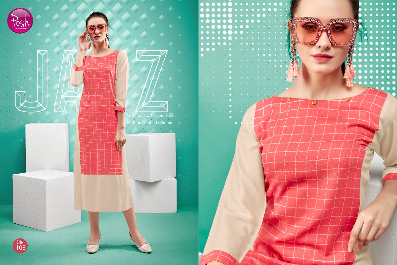 Anshika By Posh 101 To 108 Series Beautiful Stylish Fancy Colorful Casual Wear & Ready To Wear & Ethnic Wear Rayon Printed Kurtis At Wholesale Price