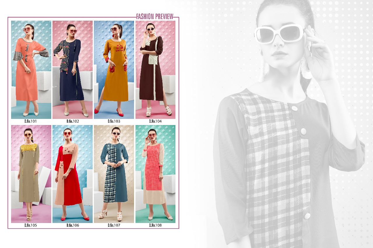 Anshika By Posh 101 To 108 Series Beautiful Stylish Fancy Colorful Casual Wear & Ready To Wear & Ethnic Wear Rayon Printed Kurtis At Wholesale Price