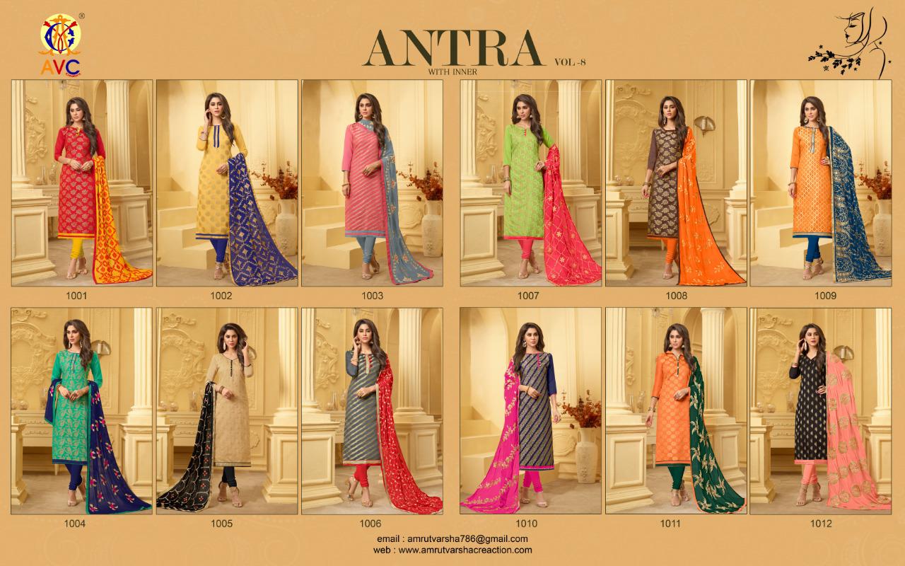 Antra Vol-8 By Amrut Varsha Creation 1001 To 1012 Series Designer Collection Sharara Suits Beautiful Stylish Fancy Colorful Party Wear & Occasional Wear Banarasi Jacquard Dresses At Wholesale Price
