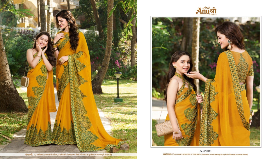 Anushree 35801 Series By Anushree 35801 To 35818 Series Indian Beautiful Traditional Wear Collection Colorful Stylish Fancy Embroidered Party Wear & Occasional Wear Rangoli Sarees At Wholesale Price