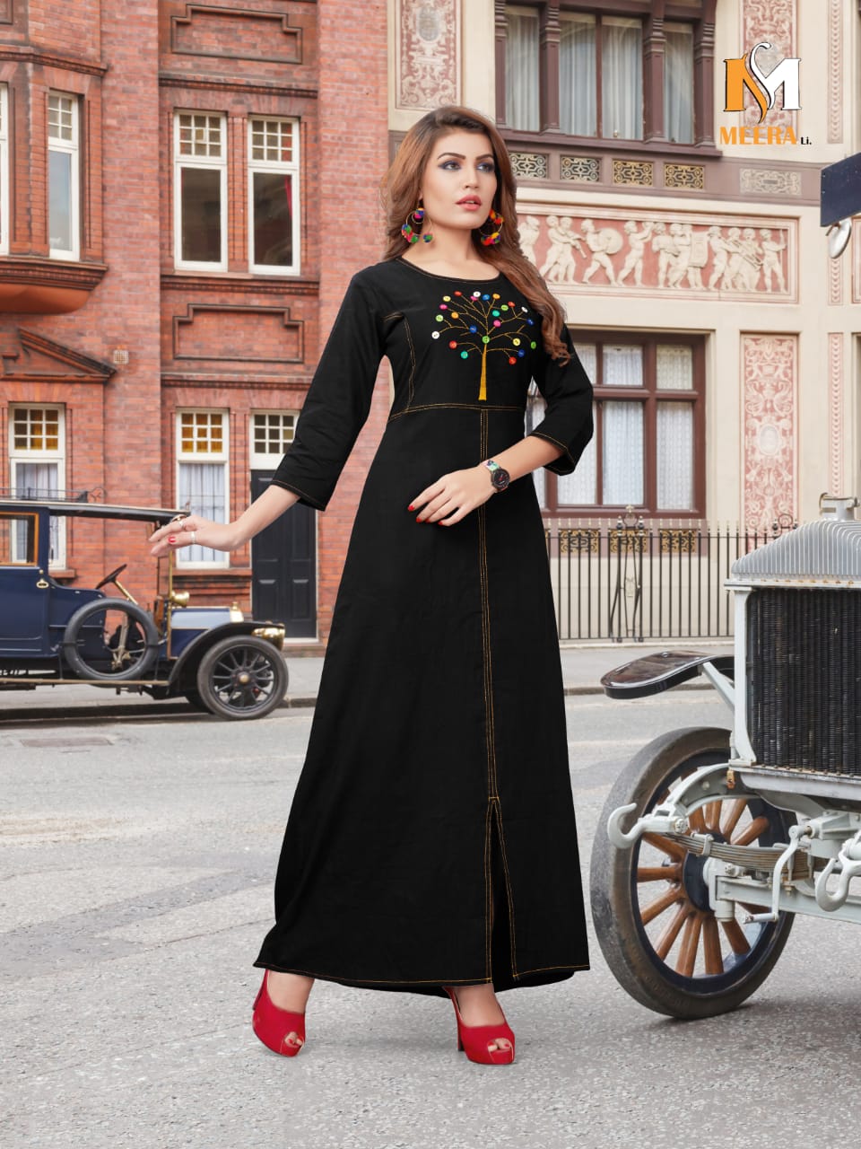 Apsara Vol-1 By Meerali 1001 To 1006 Series Beautiful Stylish Colorful Fancy Party Wear & Ethnic Wear & Ready To Wear Heavy Denim Embroidered Kurtis At Wholesale Price