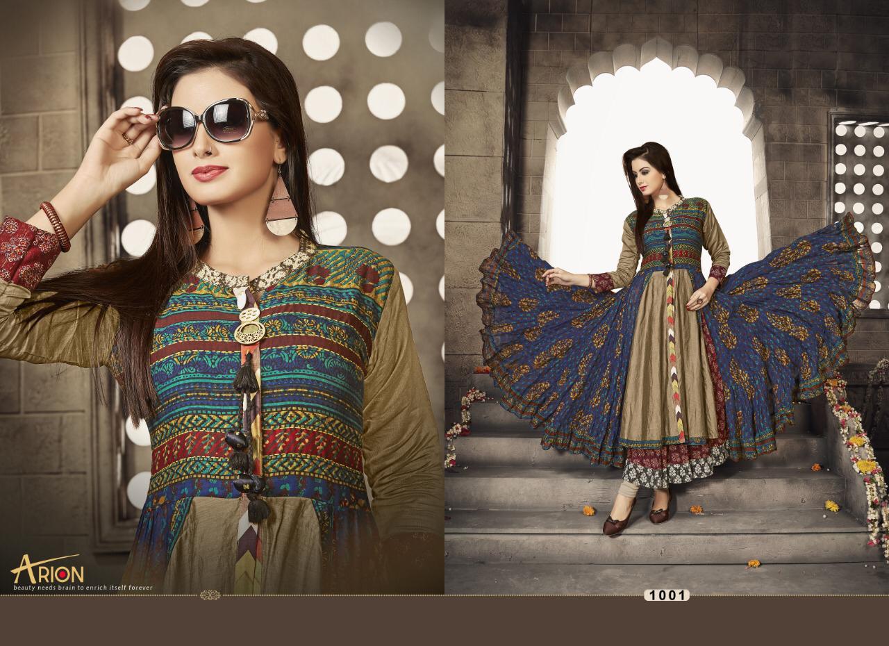 Ardhangini By Arion 1001 To 1005 Series Beautiful Stylish Colorful Fancy Party Wear & Ethnic Wear & Ready To Wear Rayon Printed Kurtis At Wholesale Price