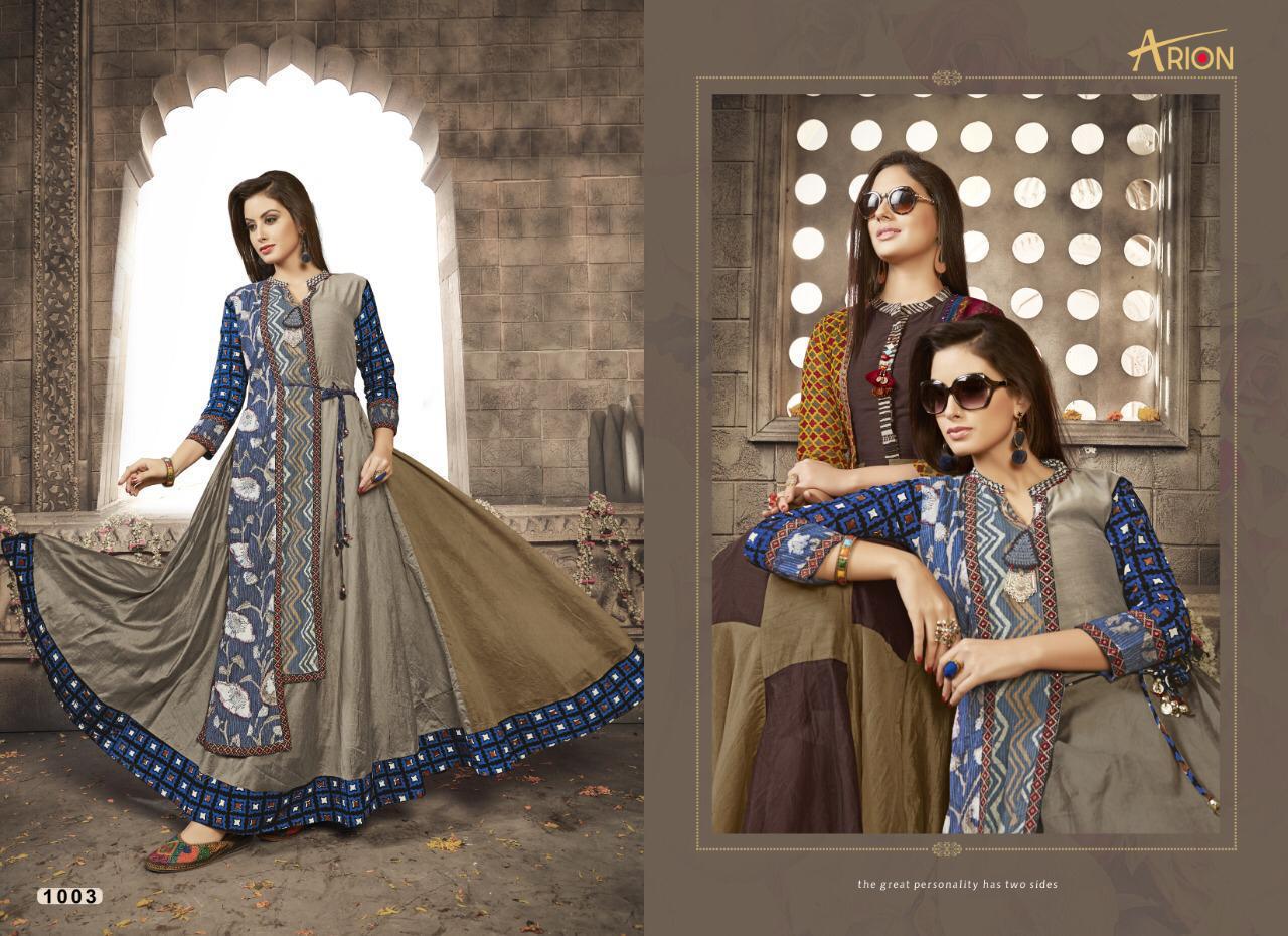 Ardhangini By Arion 1001 To 1005 Series Beautiful Stylish Colorful Fancy Party Wear & Ethnic Wear & Ready To Wear Rayon Printed Kurtis At Wholesale Price