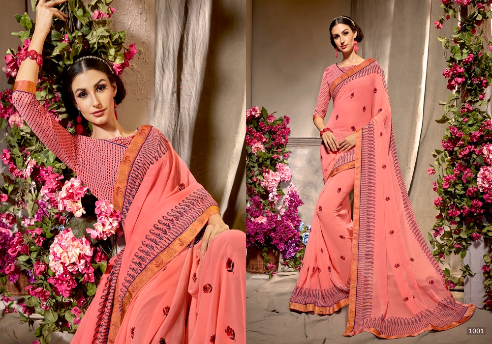 Ardhangini By Pikasho 1001 To 1008 Series Indian Traditional Wear Collection Beautiful Stylish Fancy Colorful Party Wear & Occasional Wear Marble Georgette Embroidered Sarees At Wholesale Price