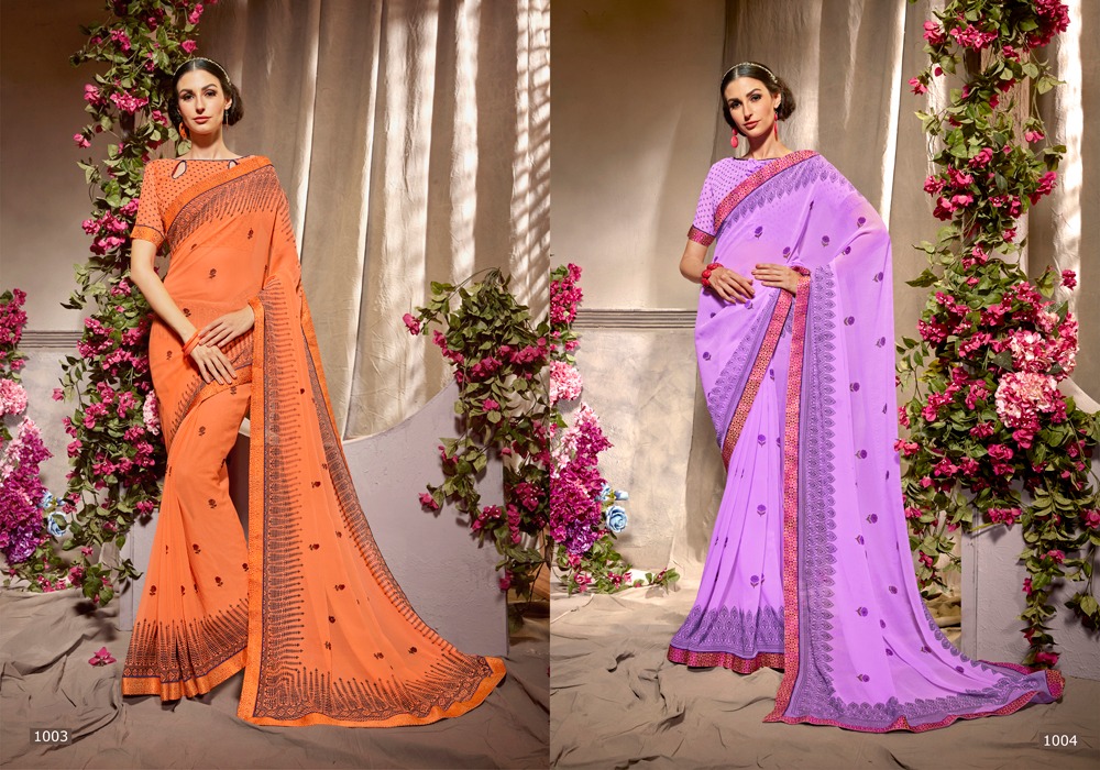 Ardhangini By Pikasho 1001 To 1008 Series Indian Traditional Wear Collection Beautiful Stylish Fancy Colorful Party Wear & Occasional Wear Marble Georgette Embroidered Sarees At Wholesale Price