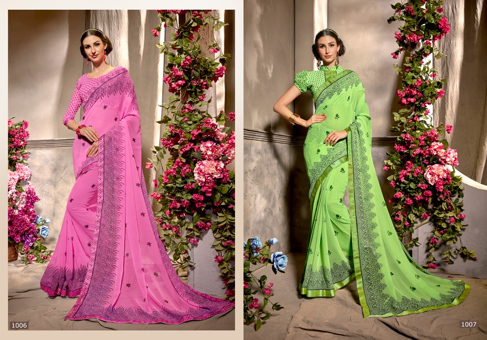 Ardhangini By Pikasho 1001 To 1008 Series Indian Traditional Wear Collection Beautiful Stylish Fancy Colorful Party Wear & Occasional Wear Marble Georgette Embroidered Sarees At Wholesale Price
