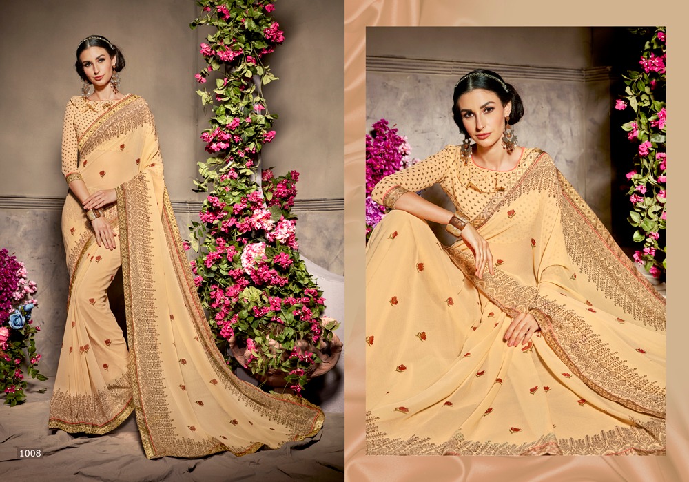 Ardhangini By Pikasho 1001 To 1008 Series Indian Traditional Wear Collection Beautiful Stylish Fancy Colorful Party Wear & Occasional Wear Marble Georgette Embroidered Sarees At Wholesale Price