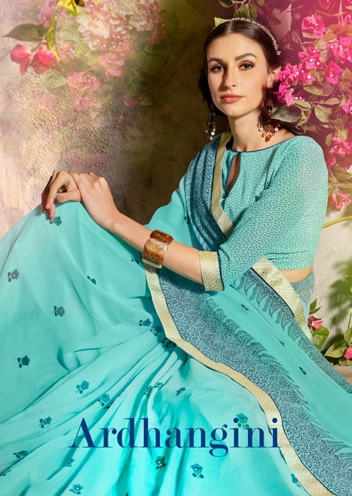 Ardhangini By Pikasho 1001 To 1008 Series Indian Traditional Wear Collection Beautiful Stylish Fancy Colorful Party Wear & Occasional Wear Marble Georgette Embroidered Sarees At Wholesale Price