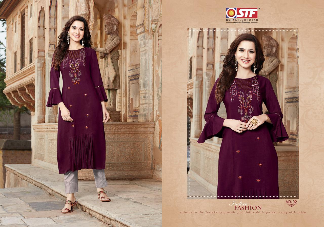Arianna By Surya Techno Fab 01 To 06 Series Beautiful Stylish Fancy Colorful Casual Wear & Ethnic Wear & Ready To Wear Linen Melange Embroidered Kurtis At Wholesale Price