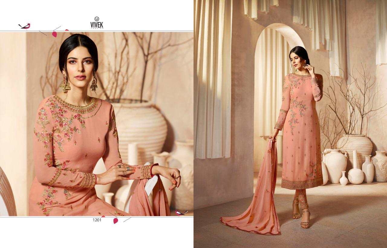 Arnavi By Vivek Fashion 1201 To 1208 Series Beautiful Suits Stylish Colorful Fancy Casual Wear & Ethnic Wear Georgette Embroidery Dresses At Wholesale Price
