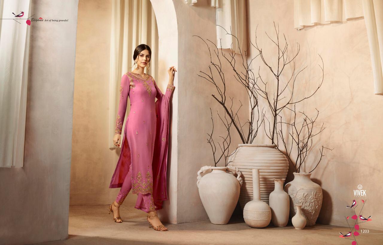 Arnavi By Vivek Fashion 1201 To 1208 Series Beautiful Suits Stylish Colorful Fancy Casual Wear & Ethnic Wear Georgette Embroidery Dresses At Wholesale Price