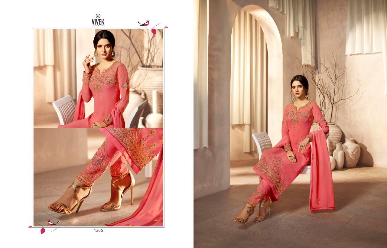 Arnavi By Vivek Fashion 1201 To 1208 Series Beautiful Suits Stylish Colorful Fancy Casual Wear & Ethnic Wear Georgette Embroidery Dresses At Wholesale Price
