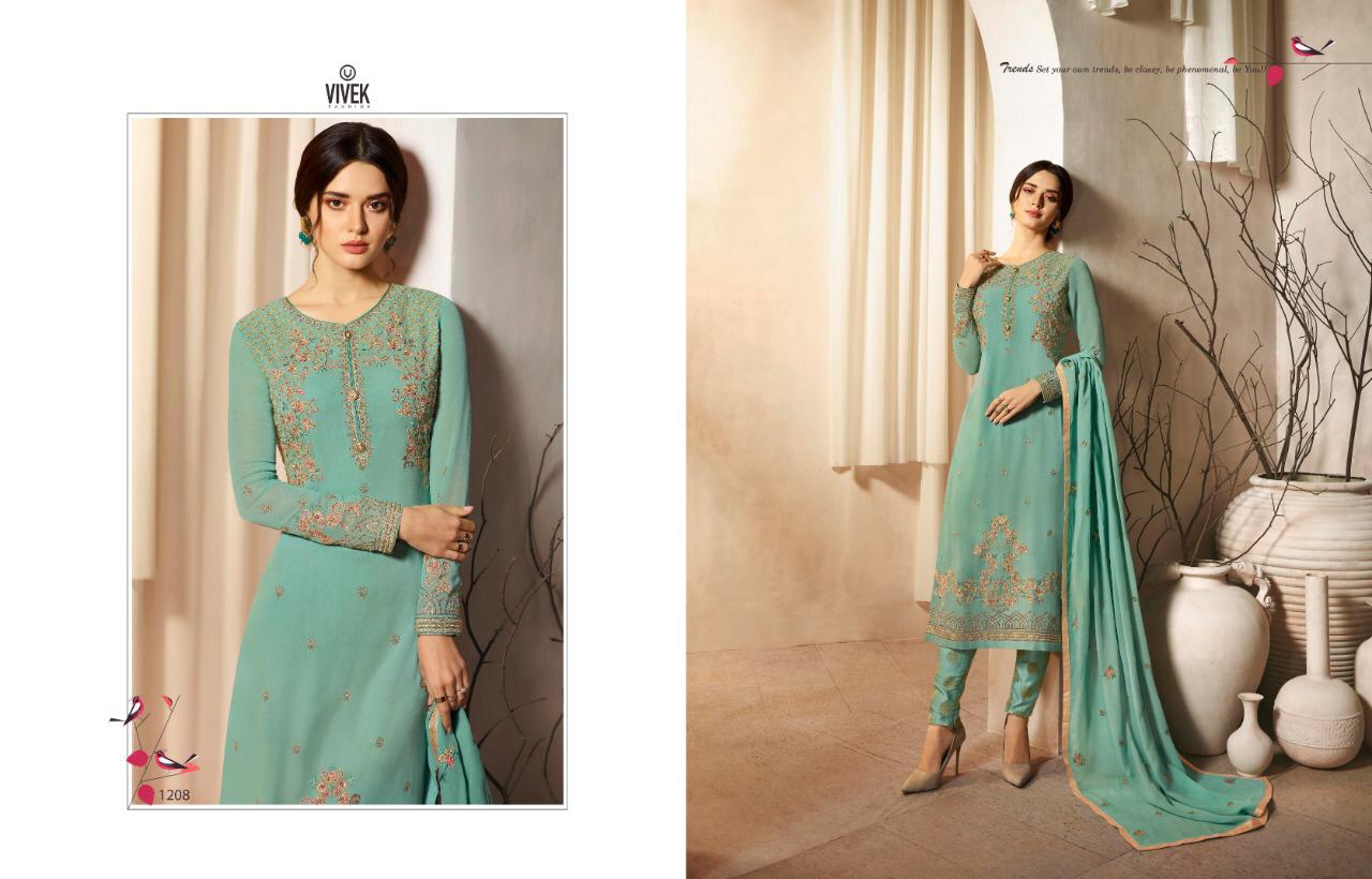 Arnavi By Vivek Fashion 1201 To 1208 Series Beautiful Suits Stylish Colorful Fancy Casual Wear & Ethnic Wear Georgette Embroidery Dresses At Wholesale Price