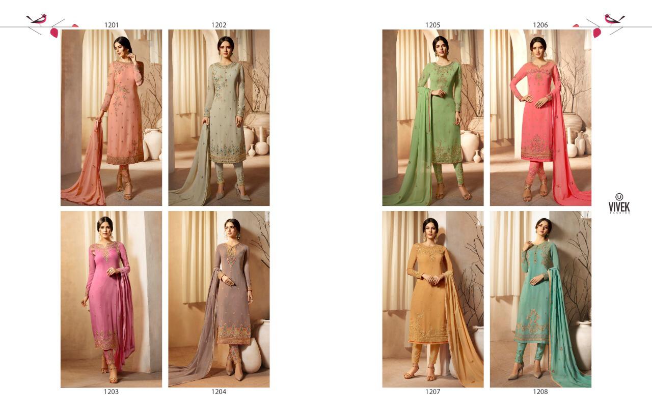 Arnavi By Vivek Fashion 1201 To 1208 Series Beautiful Suits Stylish Colorful Fancy Casual Wear & Ethnic Wear Georgette Embroidery Dresses At Wholesale Price