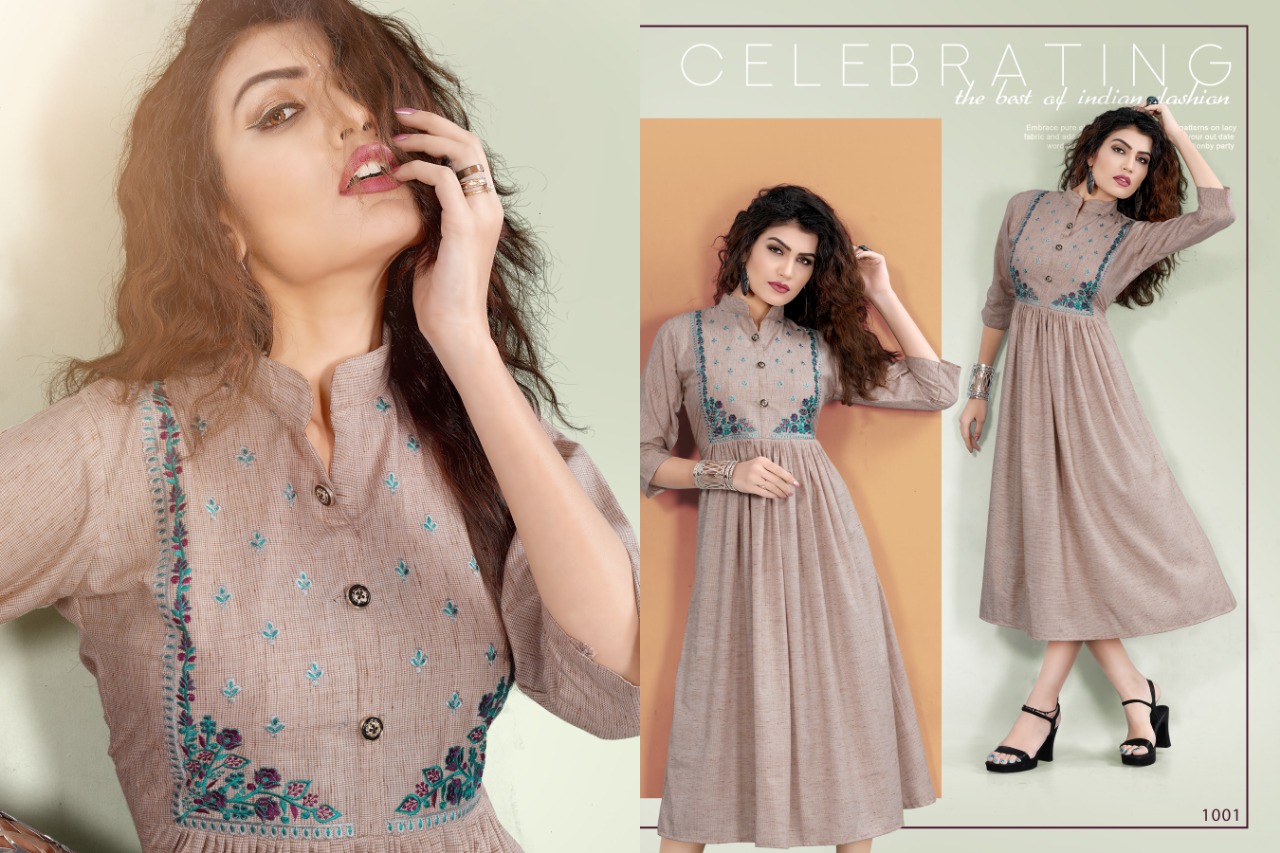 Arohi By Cygnus 1001 To 1004 Series Beautiful Stylish Fancy Colorful Casual Wear & Ethnic Wear & Ready To Wear Cotton Embroidery Kurtis At Wholesale Price
