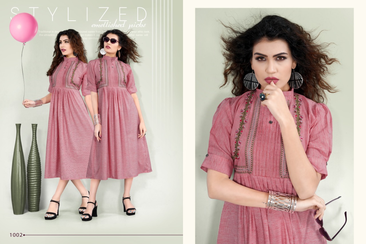 Arohi By Cygnus 1001 To 1004 Series Beautiful Stylish Fancy Colorful Casual Wear & Ethnic Wear & Ready To Wear Cotton Embroidery Kurtis At Wholesale Price