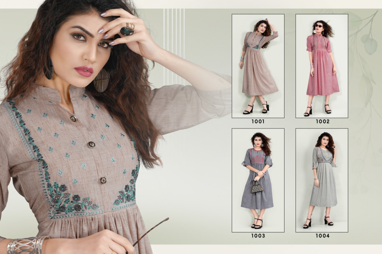 Arohi By Cygnus 1001 To 1004 Series Beautiful Stylish Fancy Colorful Casual Wear & Ethnic Wear & Ready To Wear Cotton Embroidery Kurtis At Wholesale Price