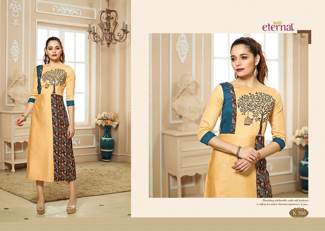 Artery Vol-2 By Eternal Fashion 503 To 514 Series Stylish Fancy Beautiful Colorful Casual Wear & Ethnic Wear Pure Cotton Jam Satin Printed Kurtis At Wholesale Price