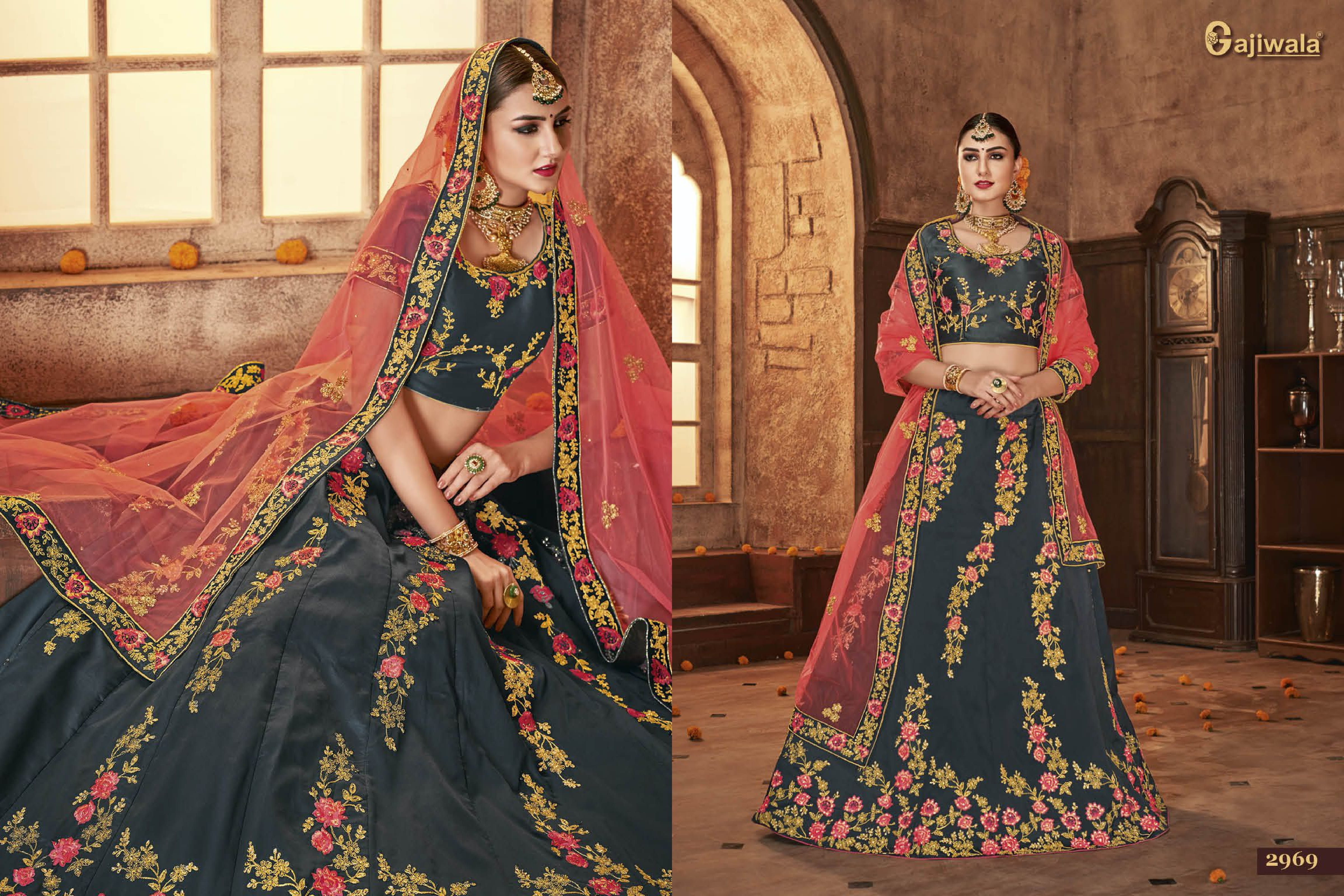 Aryaa By Gajiwala Sarees 2967 To 2975 Series Indian Beautiful Traditional Wear Collection Colorful Stylish Fancy Party Wear & Occasional Wear Georgette Lehengas At Wholesale Price