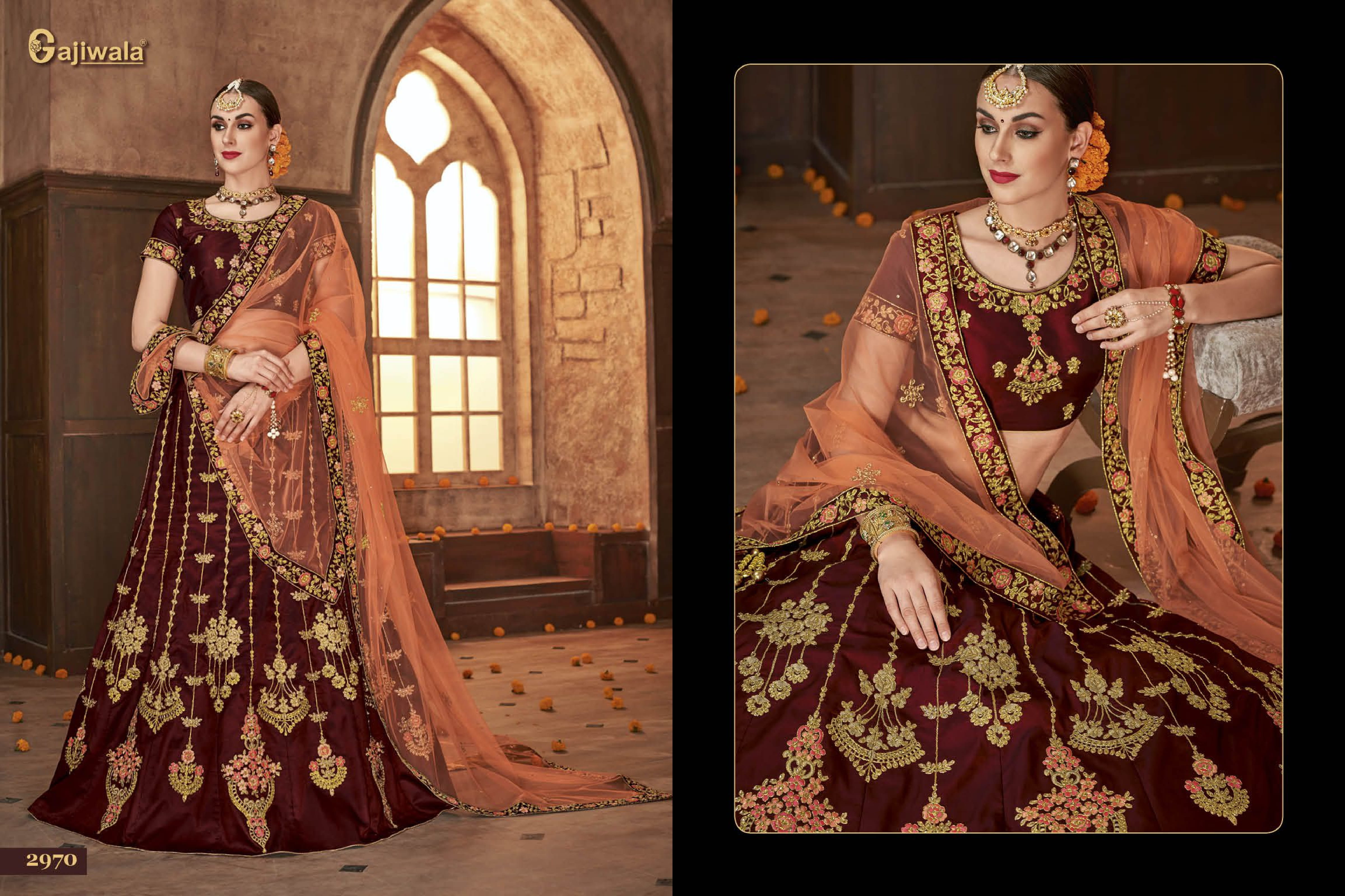 Aryaa By Gajiwala Sarees 2967 To 2975 Series Indian Beautiful Traditional Wear Collection Colorful Stylish Fancy Party Wear & Occasional Wear Georgette Lehengas At Wholesale Price