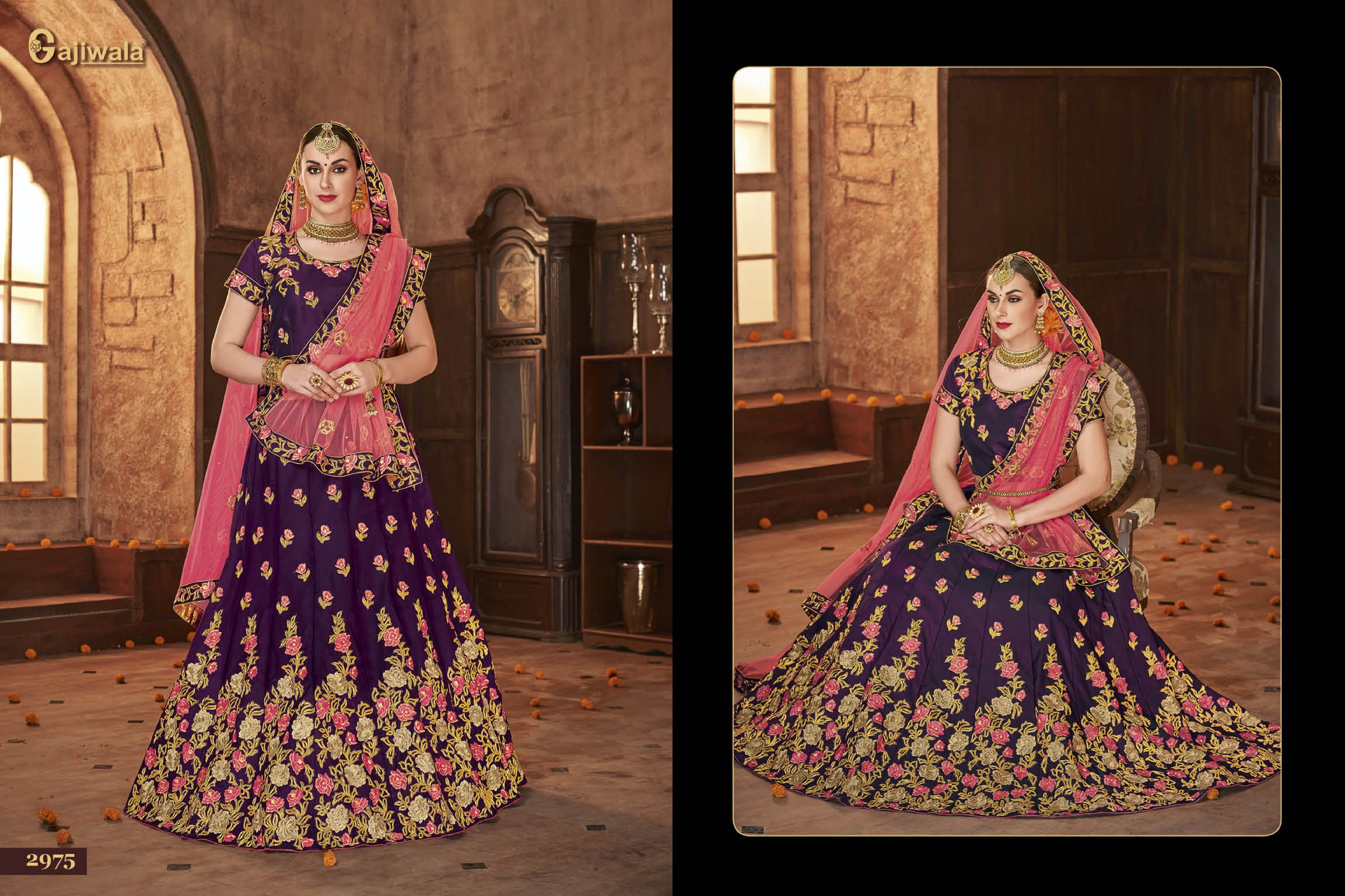Aryaa By Gajiwala Sarees 2967 To 2975 Series Indian Beautiful Traditional Wear Collection Colorful Stylish Fancy Party Wear & Occasional Wear Georgette Lehengas At Wholesale Price