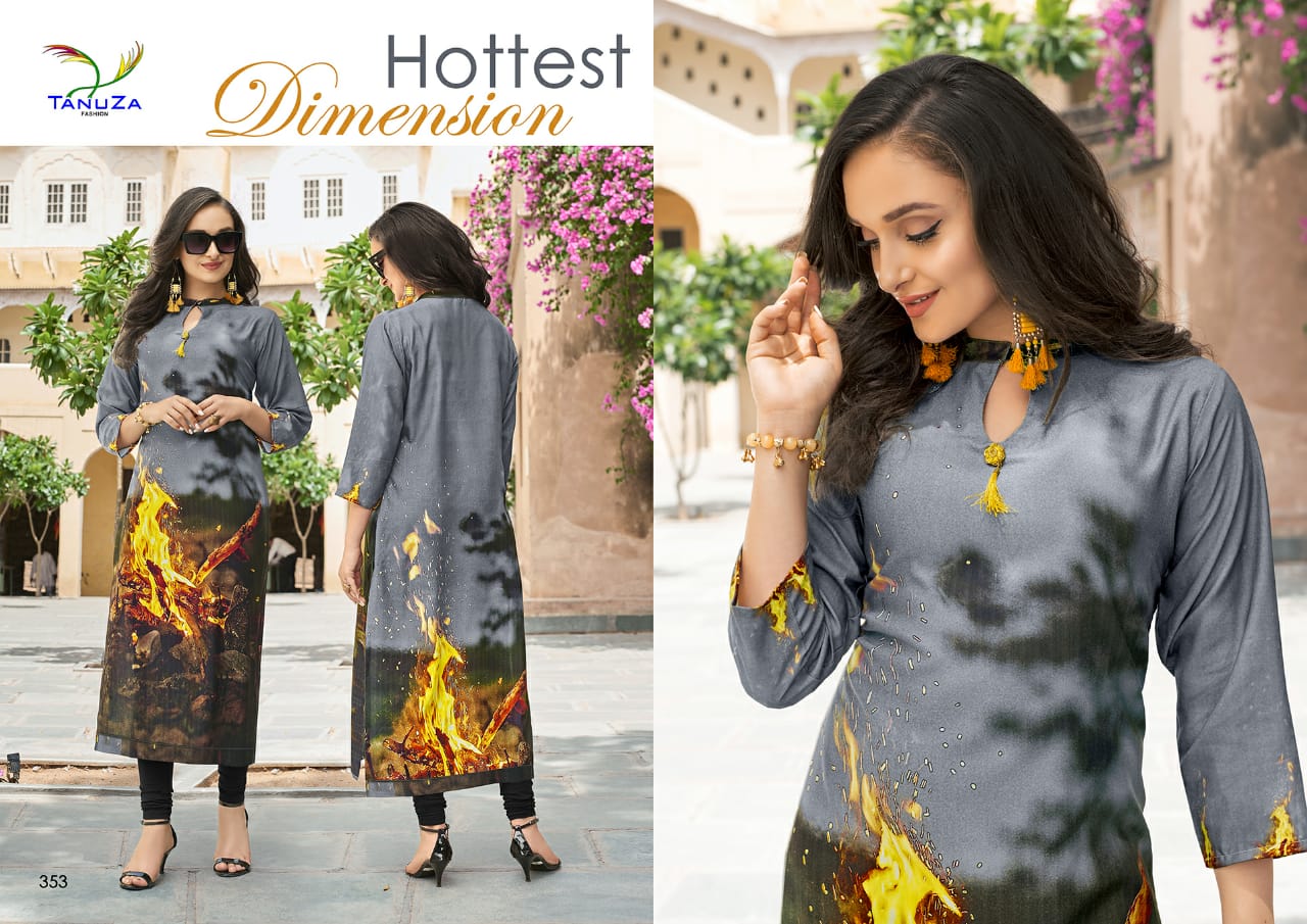 Asima By Tanuza Fashion 353 To 365 Series Stylish Fancy Beautiful Colorful Casual Wear & Ethnic Wear Poly Rayon Print Kurtis At Wholesale Price