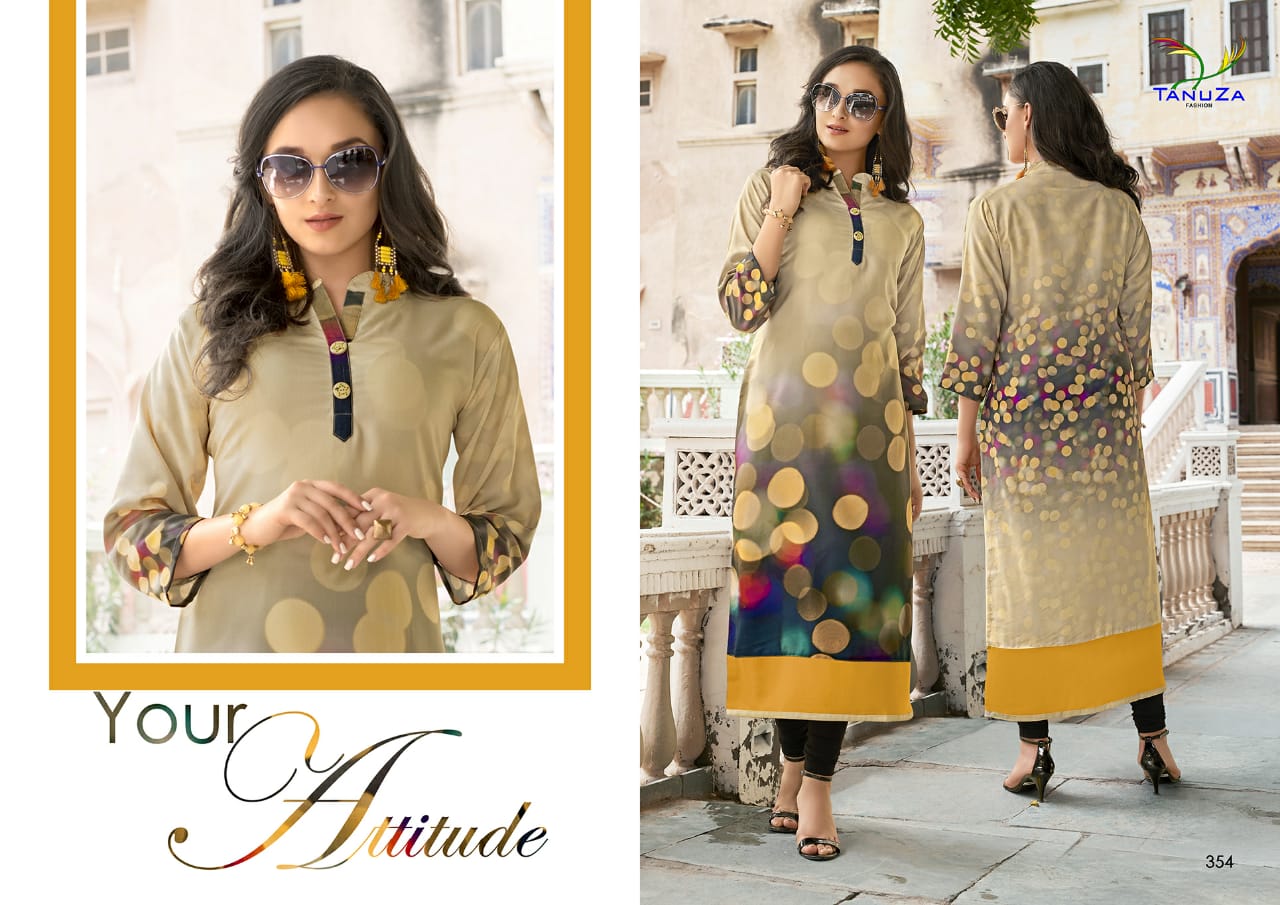 Asima By Tanuza Fashion 353 To 365 Series Stylish Fancy Beautiful Colorful Casual Wear & Ethnic Wear Poly Rayon Print Kurtis At Wholesale Price