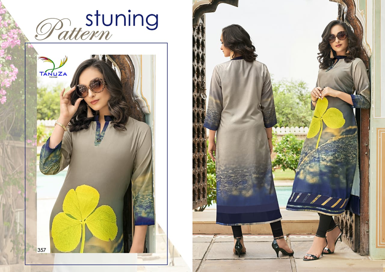 Asima By Tanuza Fashion 353 To 365 Series Stylish Fancy Beautiful Colorful Casual Wear & Ethnic Wear Poly Rayon Print Kurtis At Wholesale Price