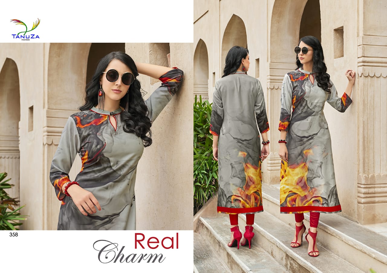 Asima By Tanuza Fashion 353 To 365 Series Stylish Fancy Beautiful Colorful Casual Wear & Ethnic Wear Poly Rayon Print Kurtis At Wholesale Price