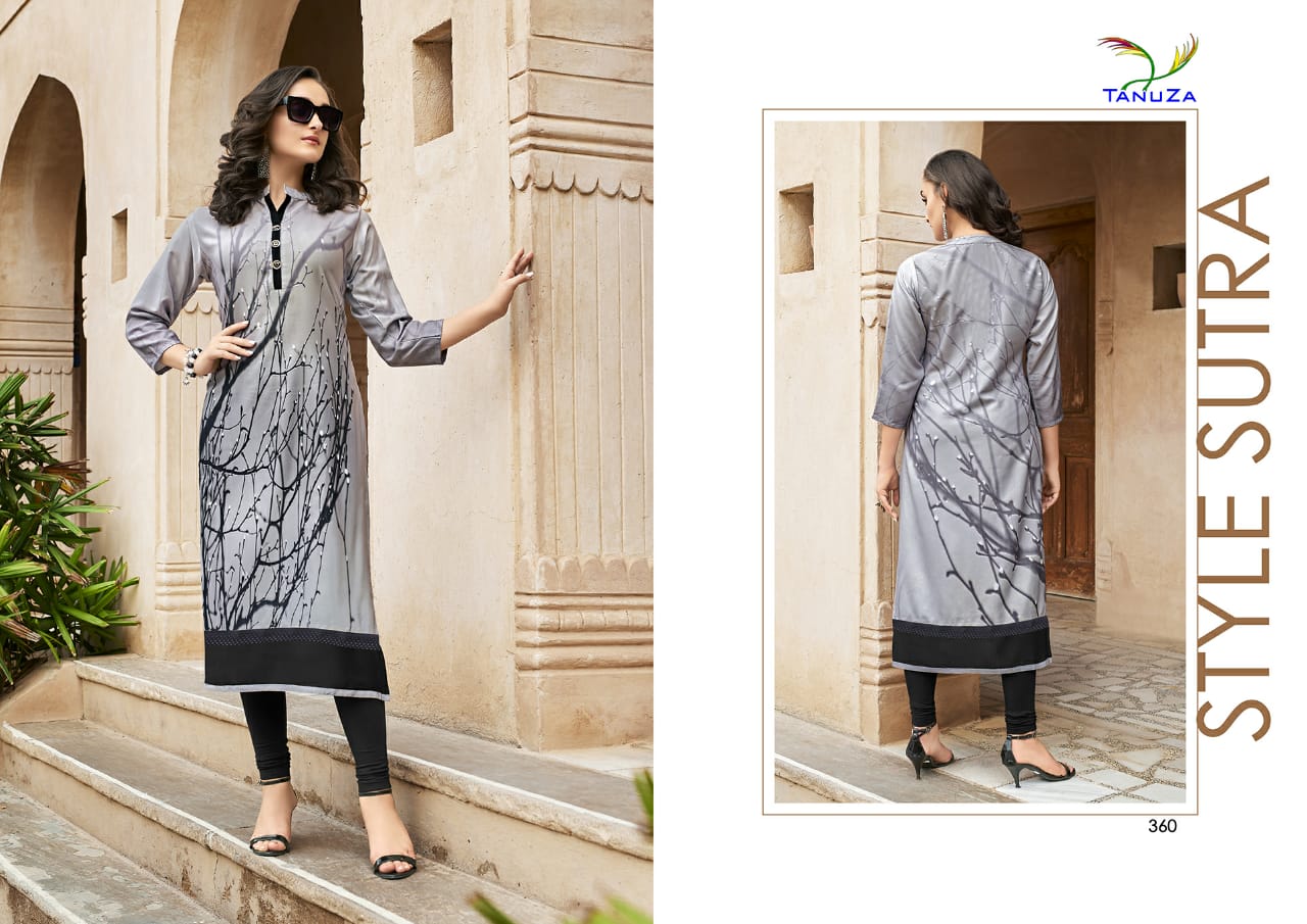 Asima By Tanuza Fashion 353 To 365 Series Stylish Fancy Beautiful Colorful Casual Wear & Ethnic Wear Poly Rayon Print Kurtis At Wholesale Price
