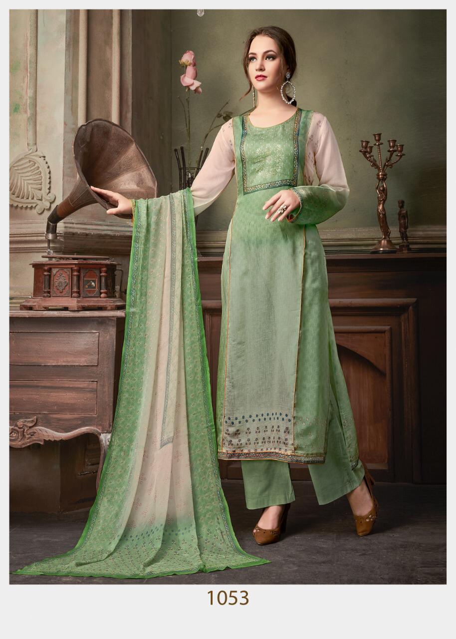 Astonished By Saanjh 1053 To 1059 Series Beautiful Stylish Designer Printed And Embroidered Party Wear Occasional Wear Fine Cotton Silk With Hand Work Dresses At Wholesale Price