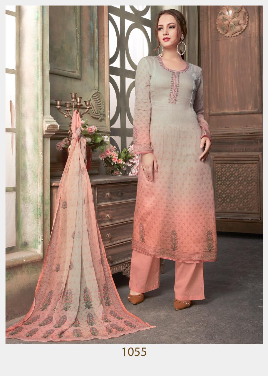 Astonished By Saanjh 1053 To 1059 Series Beautiful Stylish Designer Printed And Embroidered Party Wear Occasional Wear Fine Cotton Silk With Hand Work Dresses At Wholesale Price