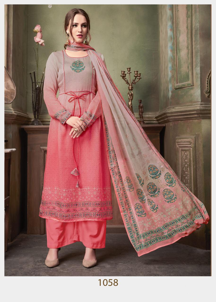 Astonished By Saanjh 1053 To 1059 Series Beautiful Stylish Designer Printed And Embroidered Party Wear Occasional Wear Fine Cotton Silk With Hand Work Dresses At Wholesale Price