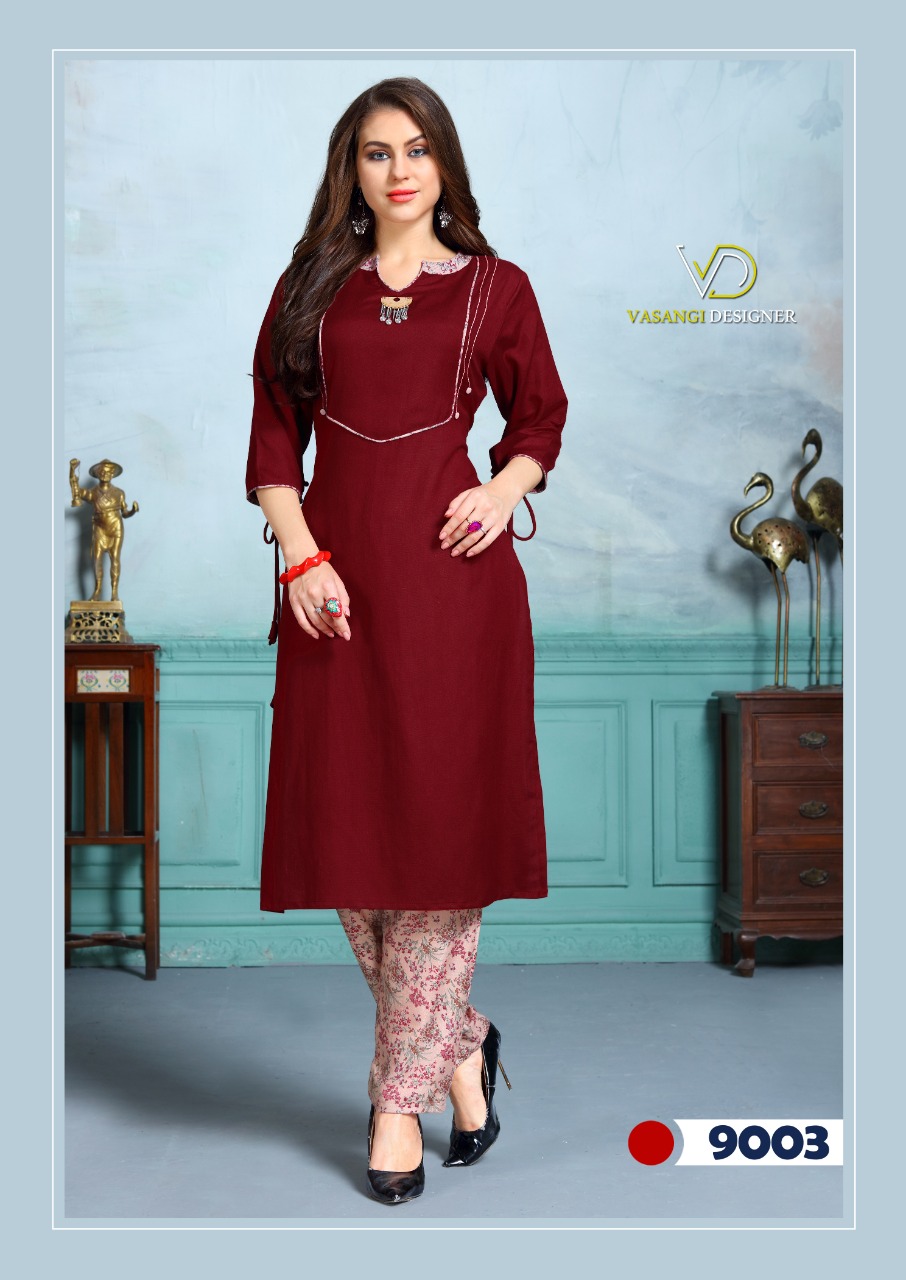 Atithi Vol-2 By Vasangi Designer 9001 To 9005 Series Beautiful Colorful Stylish Fancy Casual Wear & Ethnic Wear & Ready To Wear Rayon Printed Kurtis At Wholesale Price