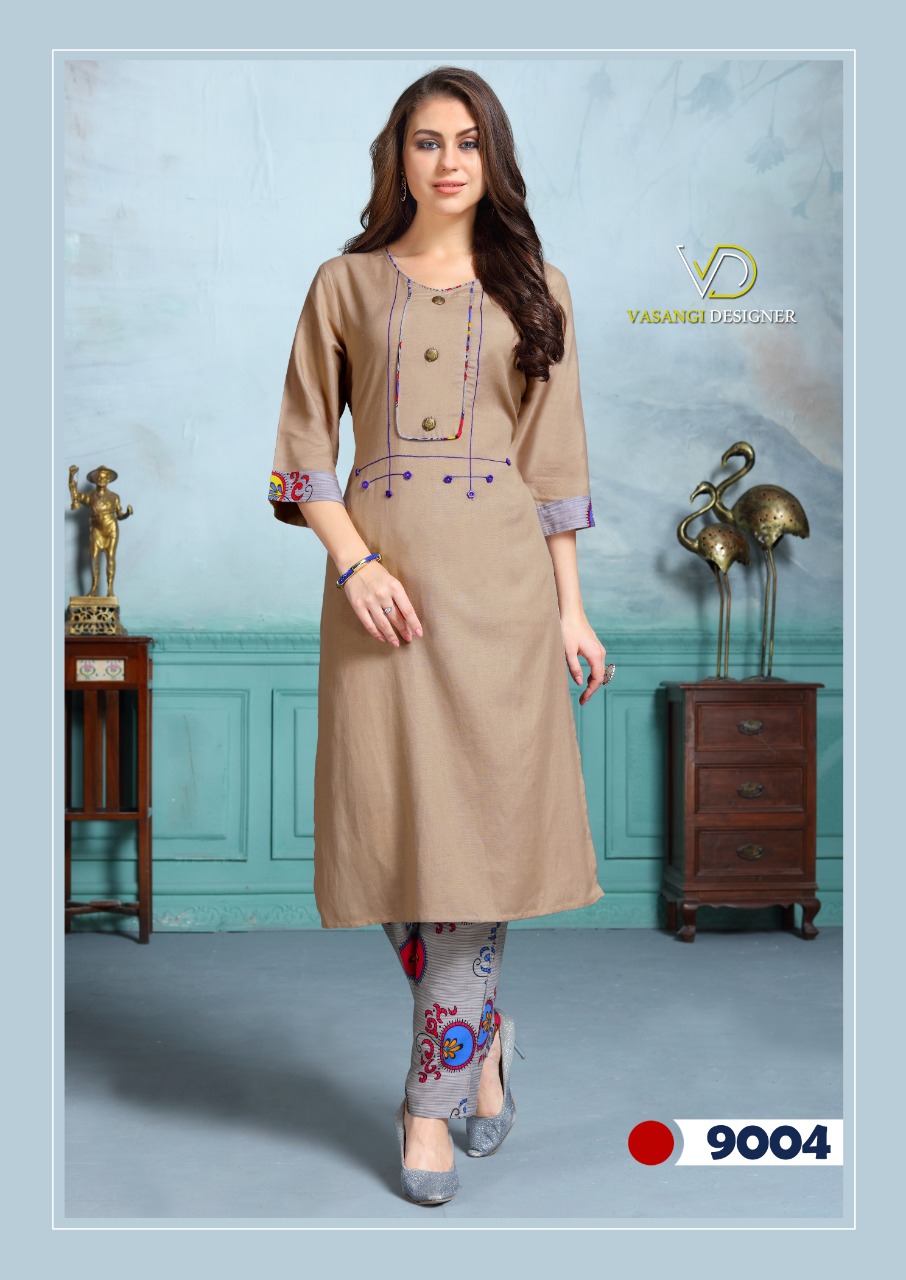 Atithi Vol-2 By Vasangi Designer 9001 To 9005 Series Beautiful Colorful Stylish Fancy Casual Wear & Ethnic Wear & Ready To Wear Rayon Printed Kurtis At Wholesale Price
