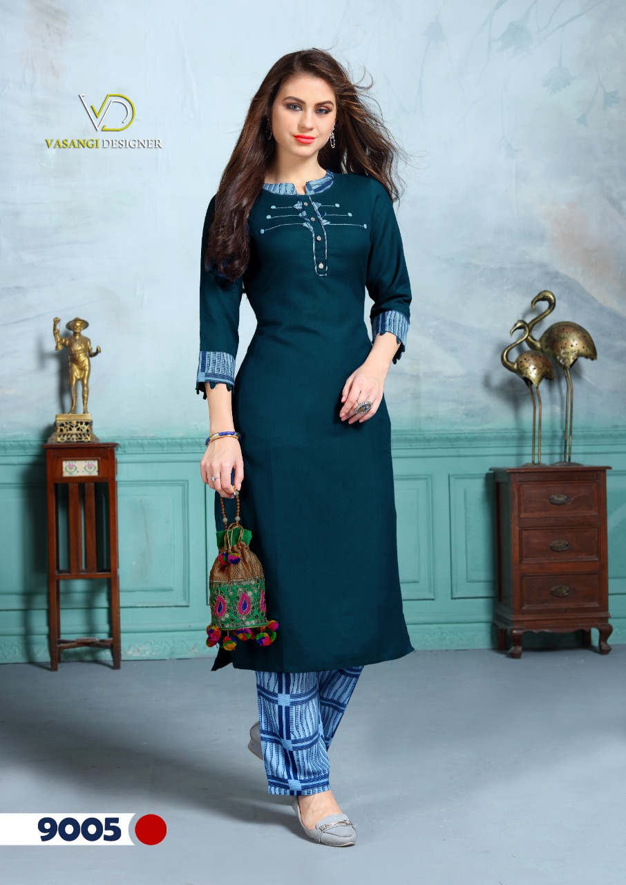 Atithi Vol-2 By Vasangi Designer 9001 To 9005 Series Beautiful Colorful Stylish Fancy Casual Wear & Ethnic Wear & Ready To Wear Rayon Printed Kurtis At Wholesale Price