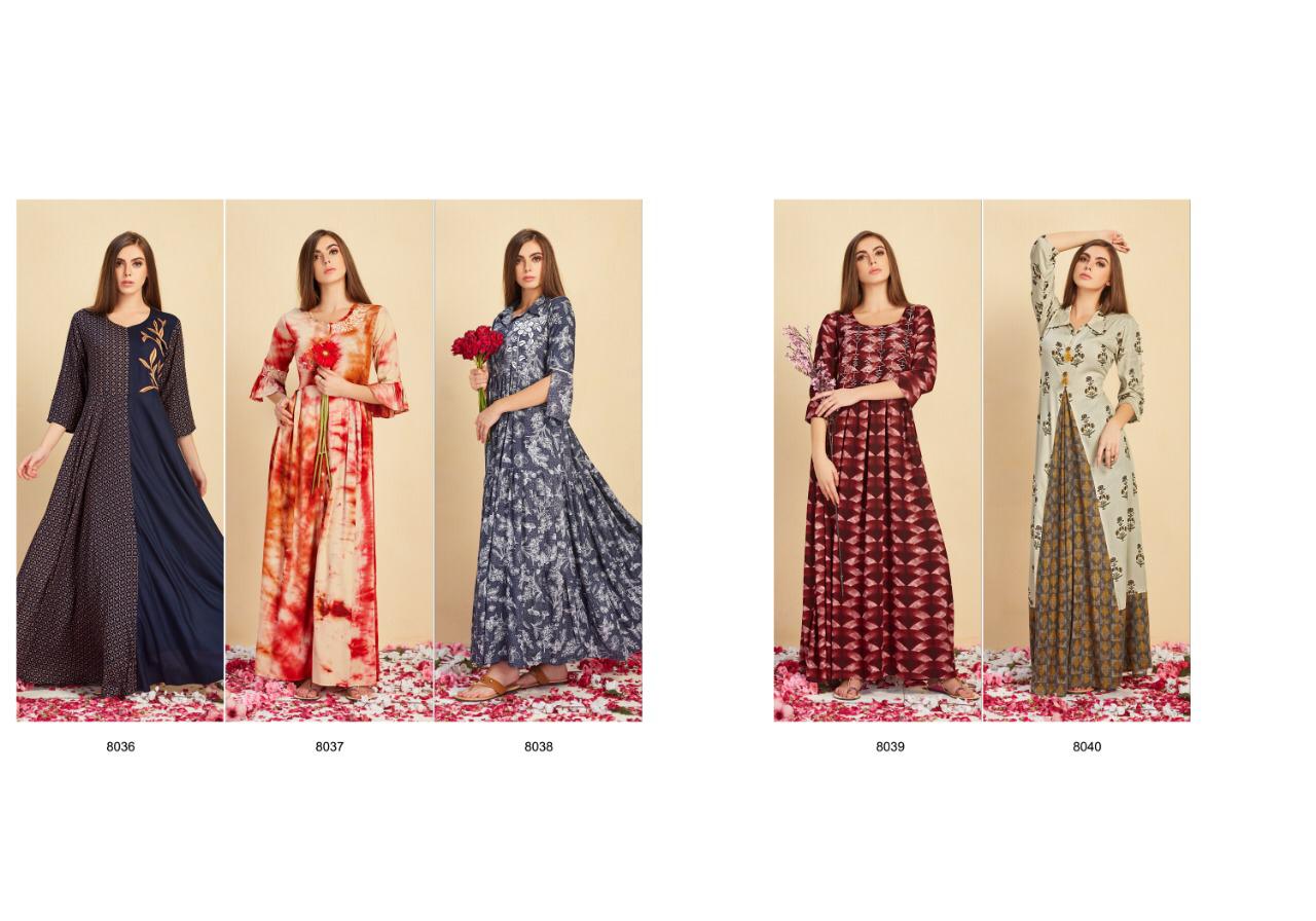 Attitude Vol-2 By Mrigya 8036 To 8040 Series Beautiful Colorful Stylish Fancy Casual Wear & Ethnic Wear & Ready To Wear Rayon Kurtis At Wholesale Price